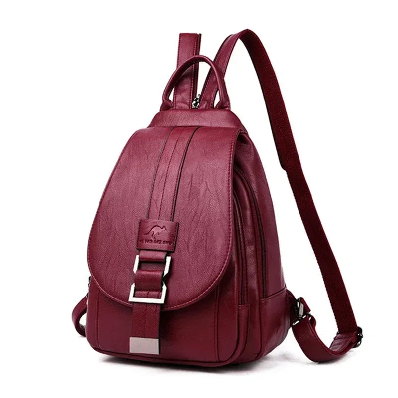 Vintage Leather-Style Travel Backpack-0