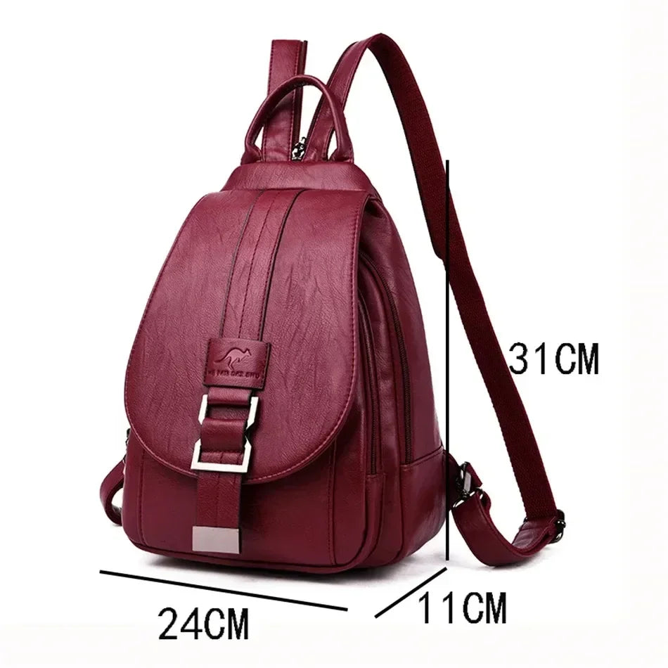 Vintage Leather-Style Travel Backpack-3