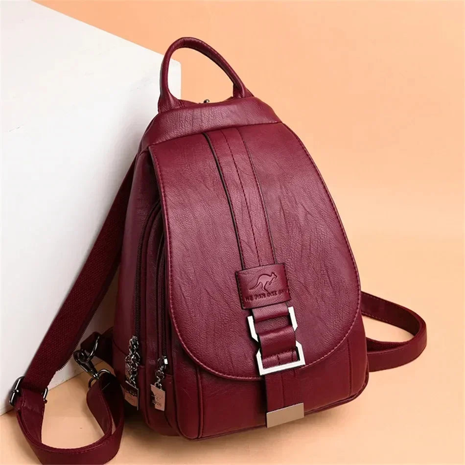 Vintage Leather-Style Travel Backpack-1