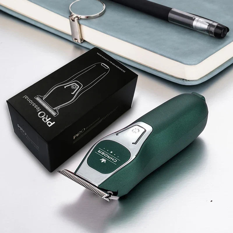 Professional Cordless Hair Clipper  T Blade 0mm Bald Trimmer Green-4