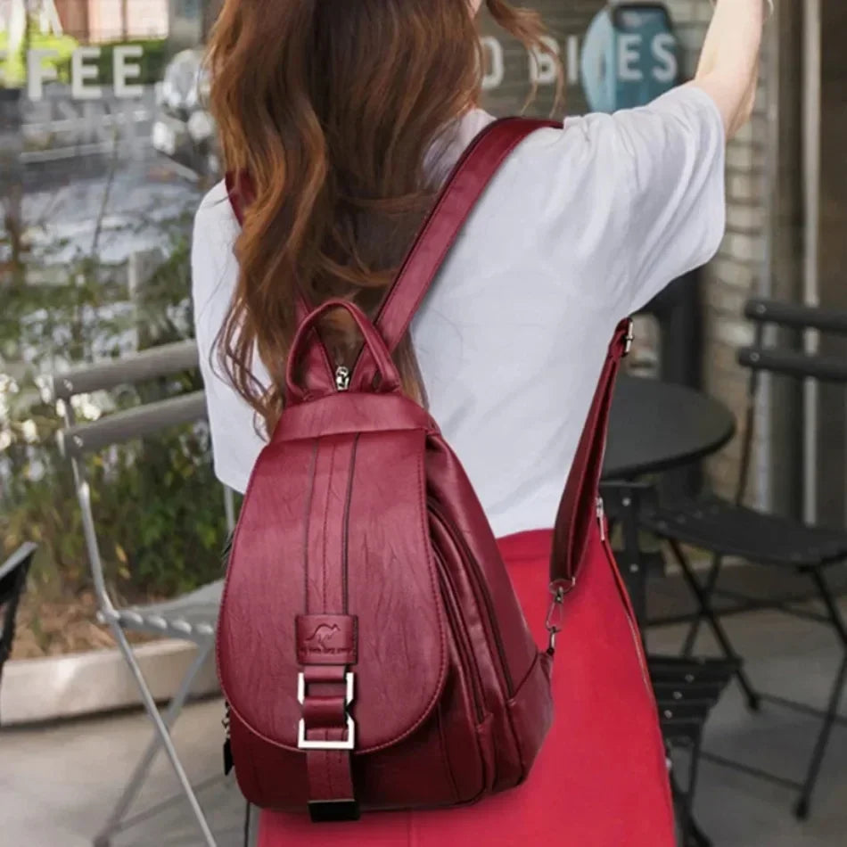 Vintage Leather-Style Travel Backpack-2
