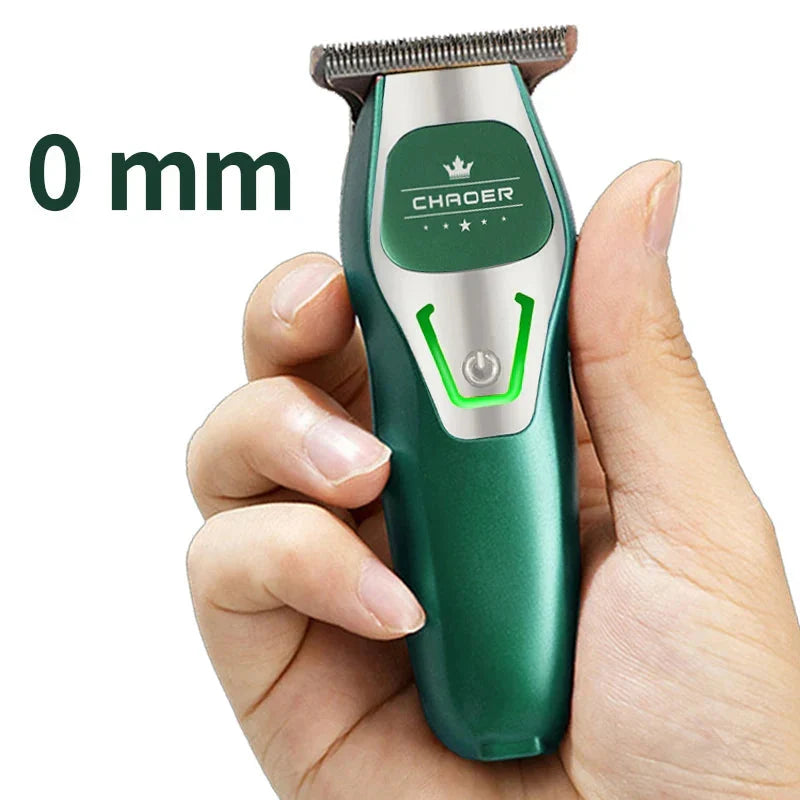 Professional Cordless Hair Clipper  T Blade 0mm Bald Trimmer Green-1