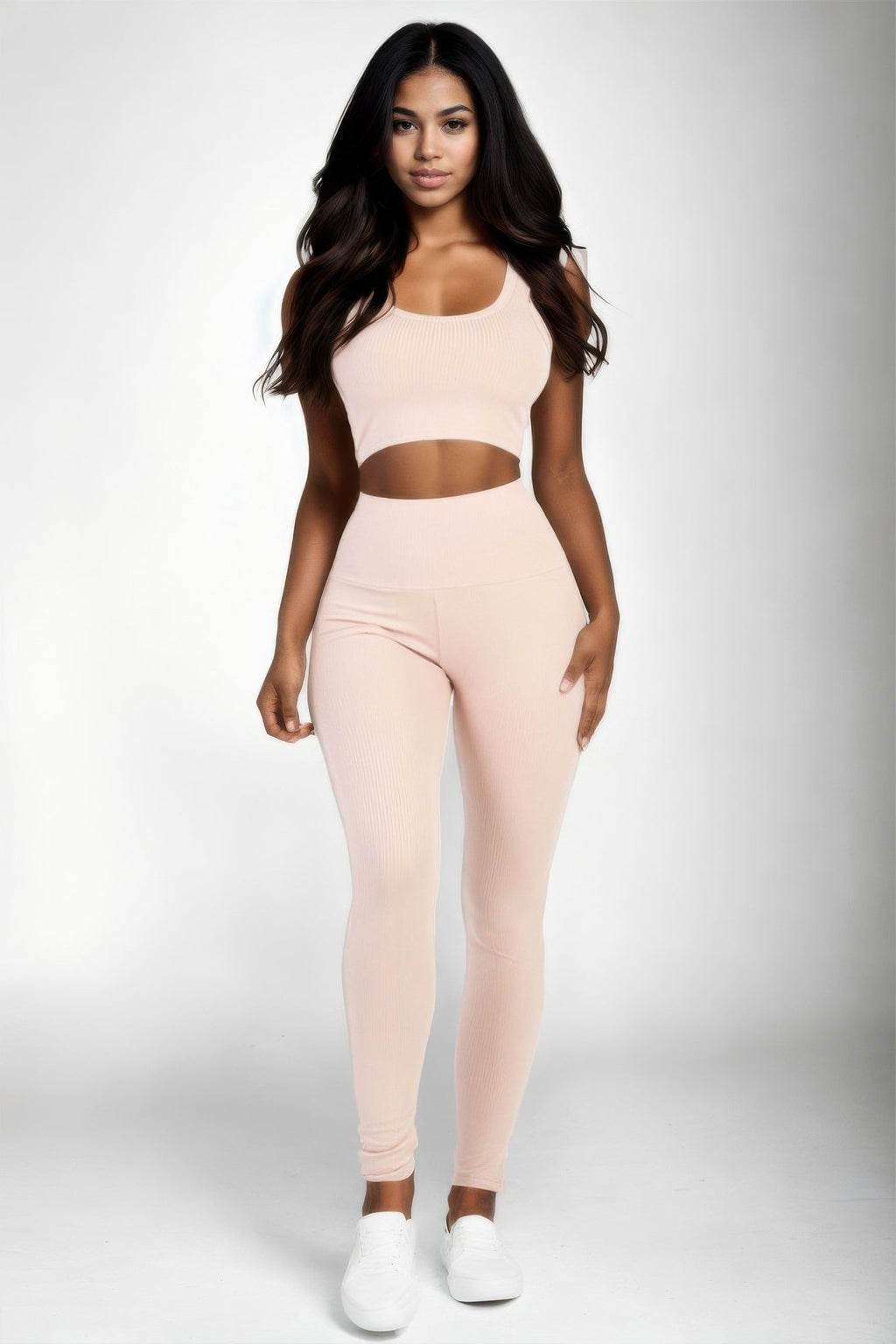 Ribbed Crop Top & Leggings Set-0
