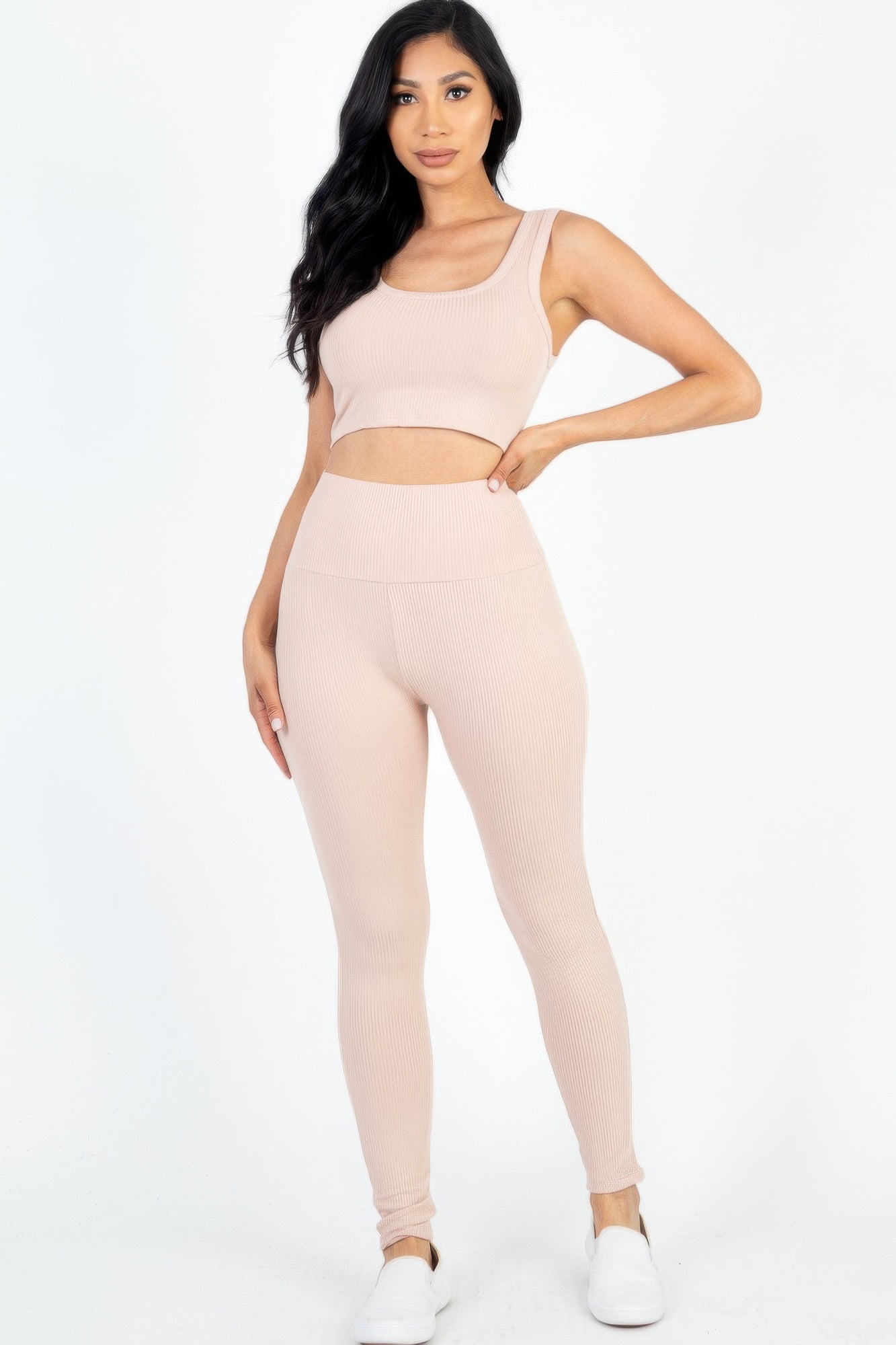 Ribbed Crop Top & Leggings Set-1