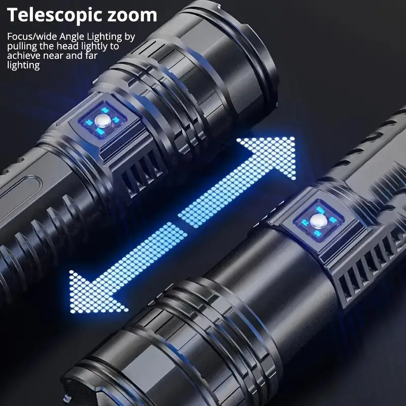 Telescopic Zoom C-Type Rechargeable Flashlight with Intelligent Power Display-4