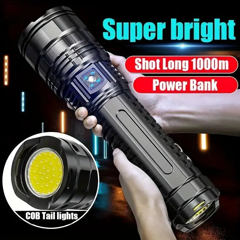 Telescopic Zoom C-Type Rechargeable Flashlight with Intelligent Power Display-2